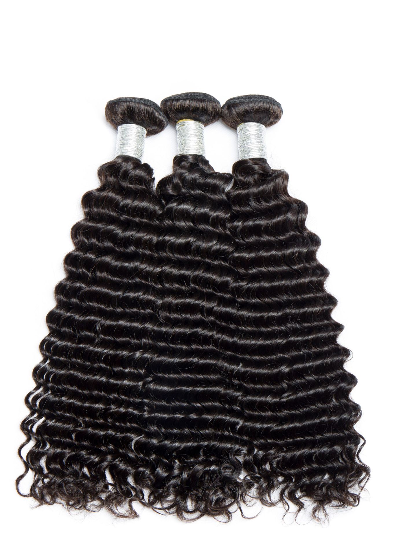 10A Nature Color Deep Wave Remy Hair Bundles 3pieces 100% Human Hair