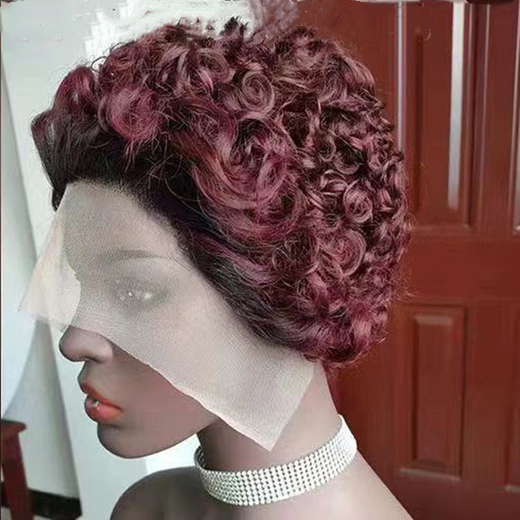 13X1 Pixie Curls Wig Short Human Hair Wig 6 inch