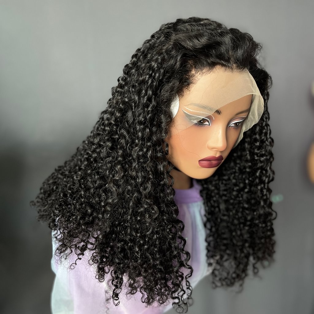 13X4 Full Frontal SDD Human Hair Pixie Curly Wig 210% Density Glueless Wig